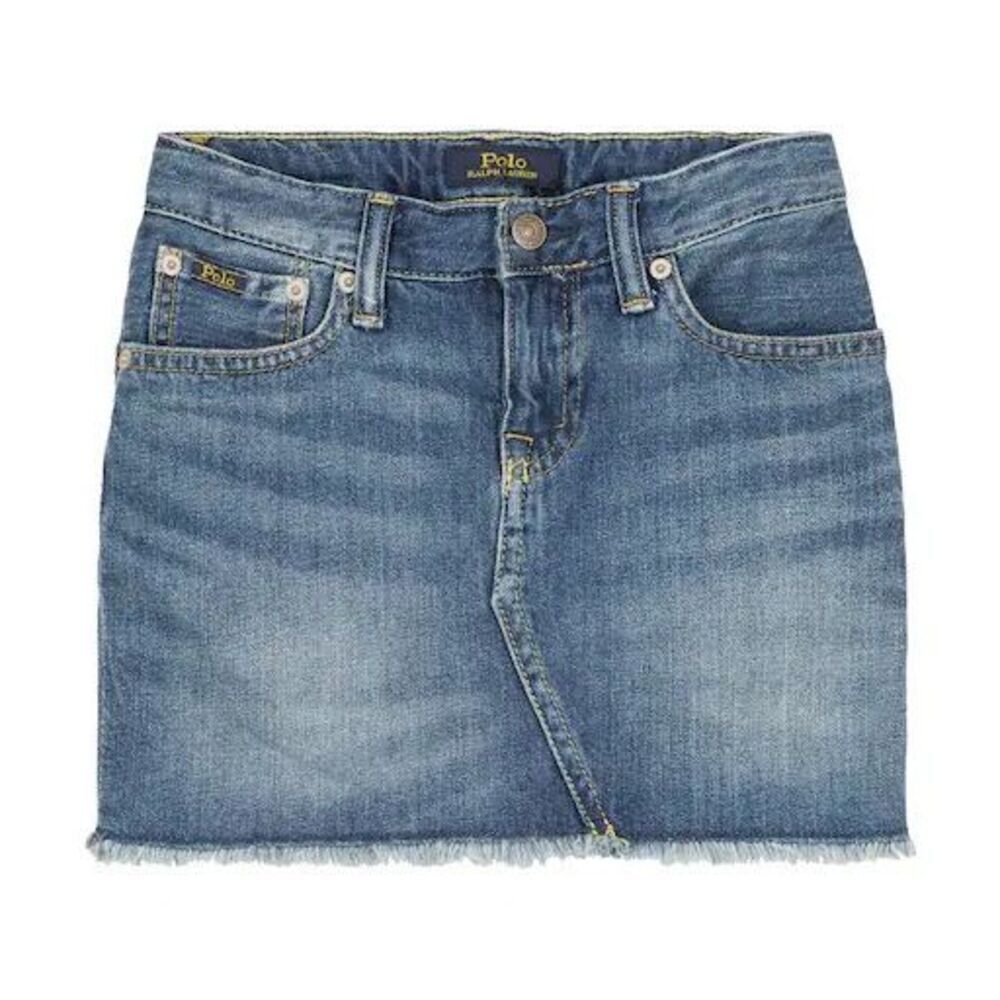 NWT Ralph Lauren Girls Denim 5-Pocket Skirt Bales Wash Size 14